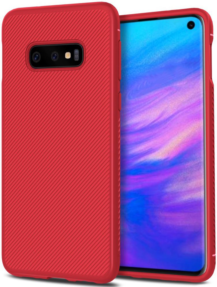 Samsung Galaxy S10E Twill Slim Texture Back Cover Rood afbeelding 1