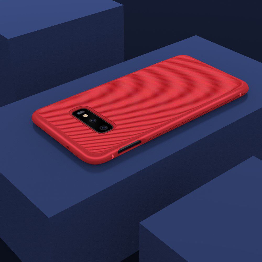 Samsung Galaxy S10E Twill Slim Texture Back Cover Rood afbeelding 11