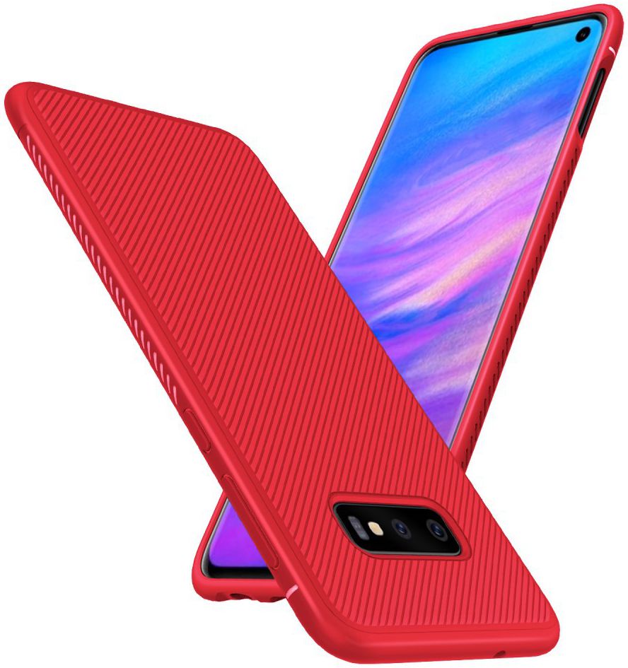 Samsung Galaxy S10E Twill Slim Texture Back Cover Rood afbeelding 2