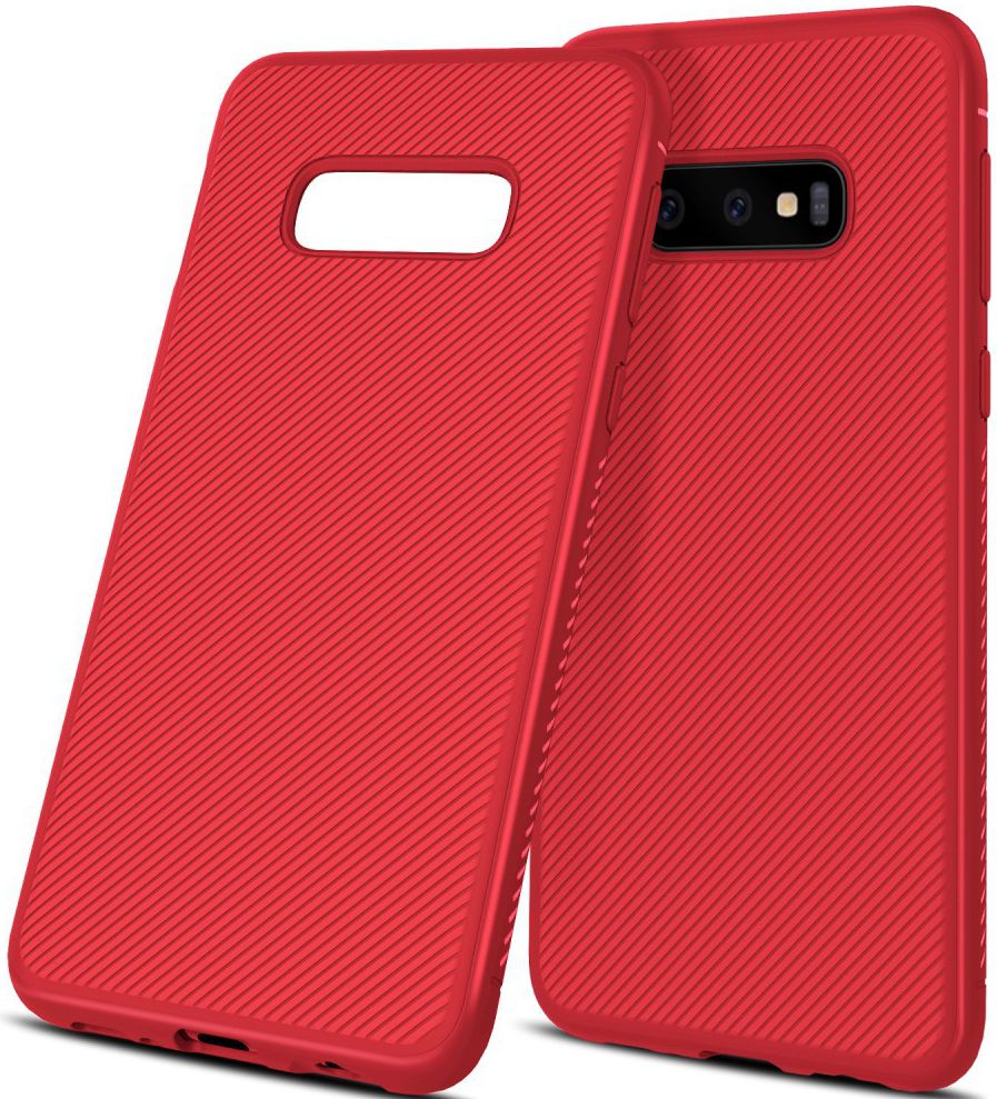 Samsung Galaxy S10E Twill Slim Texture Back Cover Rood afbeelding 5