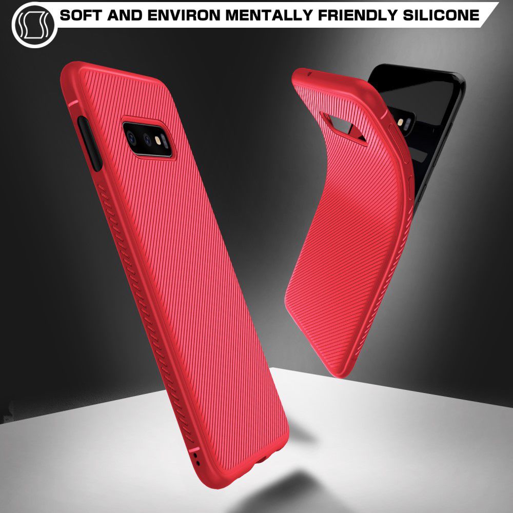 Samsung Galaxy S10E Twill Slim Texture Back Cover Rood afbeelding 7