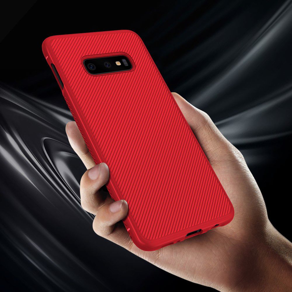 Samsung Galaxy S10E Twill Slim Texture Back Cover Rood afbeelding 9