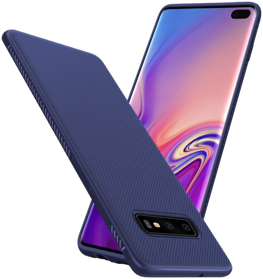 Samsung Galaxy S10 Plus Twill Slim Texture Back Cover Blauw afbeelding 2