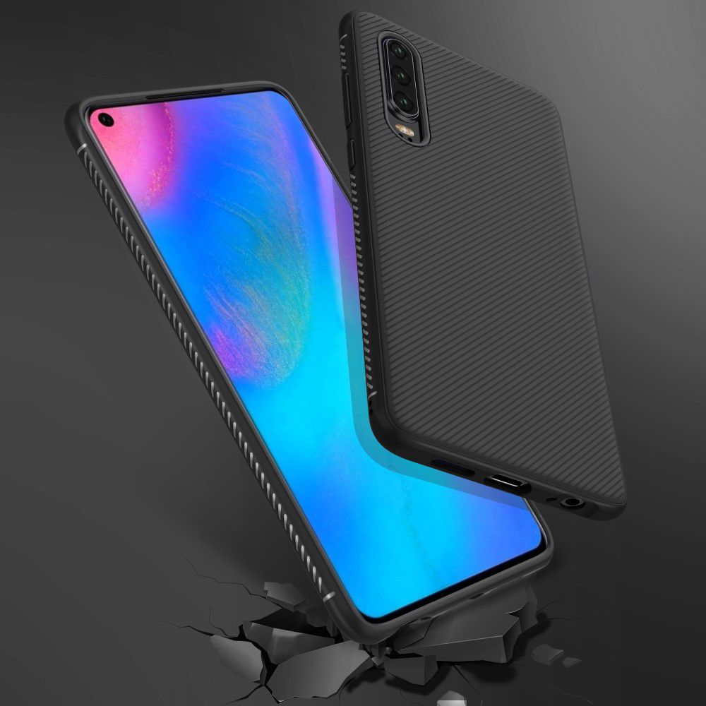 Huawei P30 Twill Slim Texture Back Cover Zwart afbeelding 11