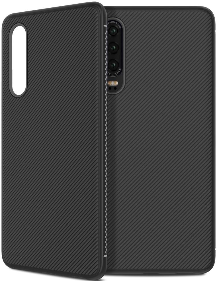 Huawei P30 Twill Slim Texture Back Cover Zwart afbeelding 5
