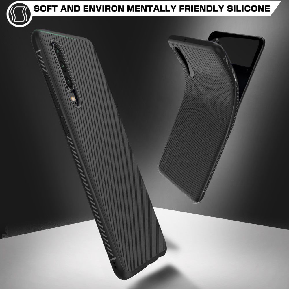 Huawei P30 Twill Slim Texture Back Cover Zwart afbeelding 8