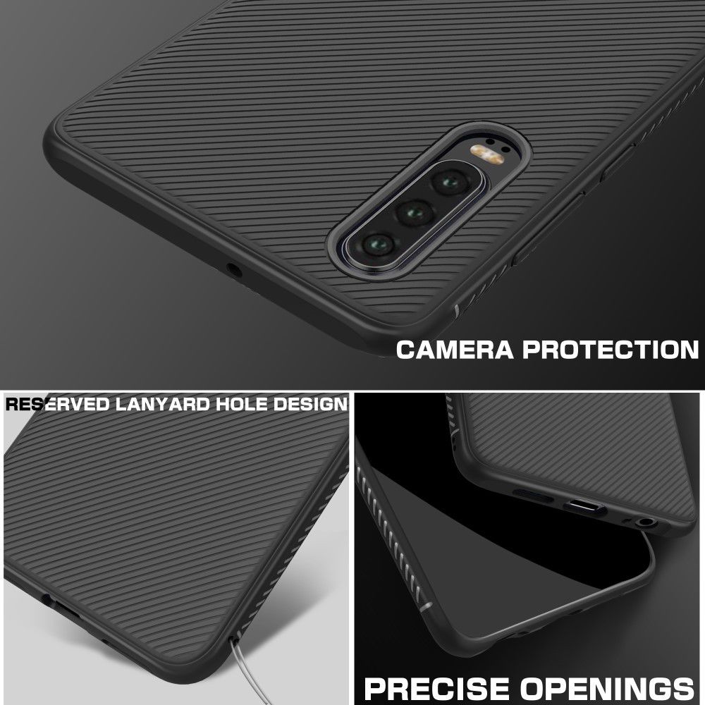 Huawei P30 Twill Slim Texture Back Cover Zwart afbeelding 9