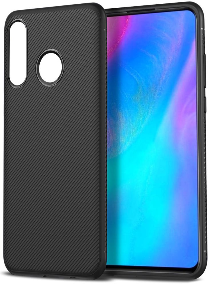 Huawei P30 Lite Twill Slim Texture Back Cover Zwart afbeelding 1