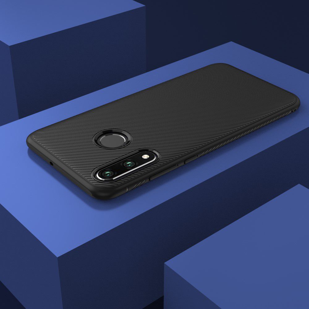 Huawei P30 Lite Twill Slim Texture Back Cover Zwart afbeelding 11