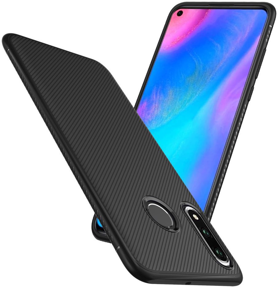 Huawei P30 Lite Twill Slim Texture Back Cover Zwart afbeelding 2