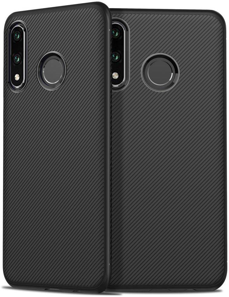 Huawei P30 Lite Twill Slim Texture Back Cover Zwart afbeelding 4