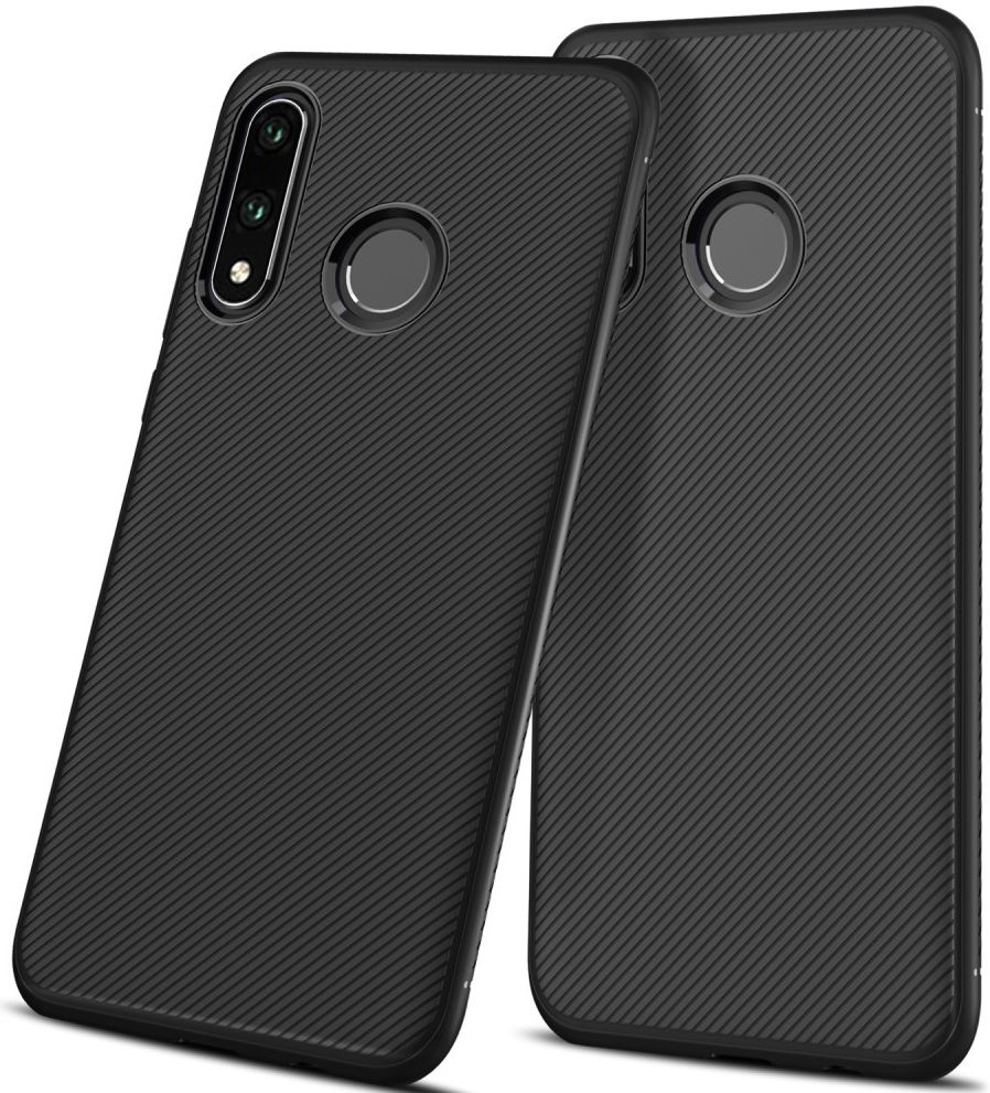 Huawei P30 Lite Twill Slim Texture Back Cover Zwart afbeelding 5