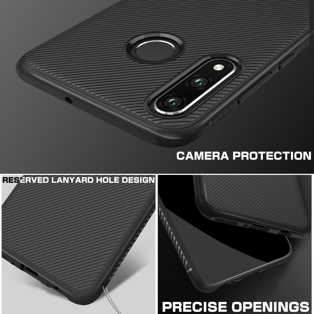 Huawei P30 Lite Twill Slim Texture Back Cover Zwart afbeelding 8