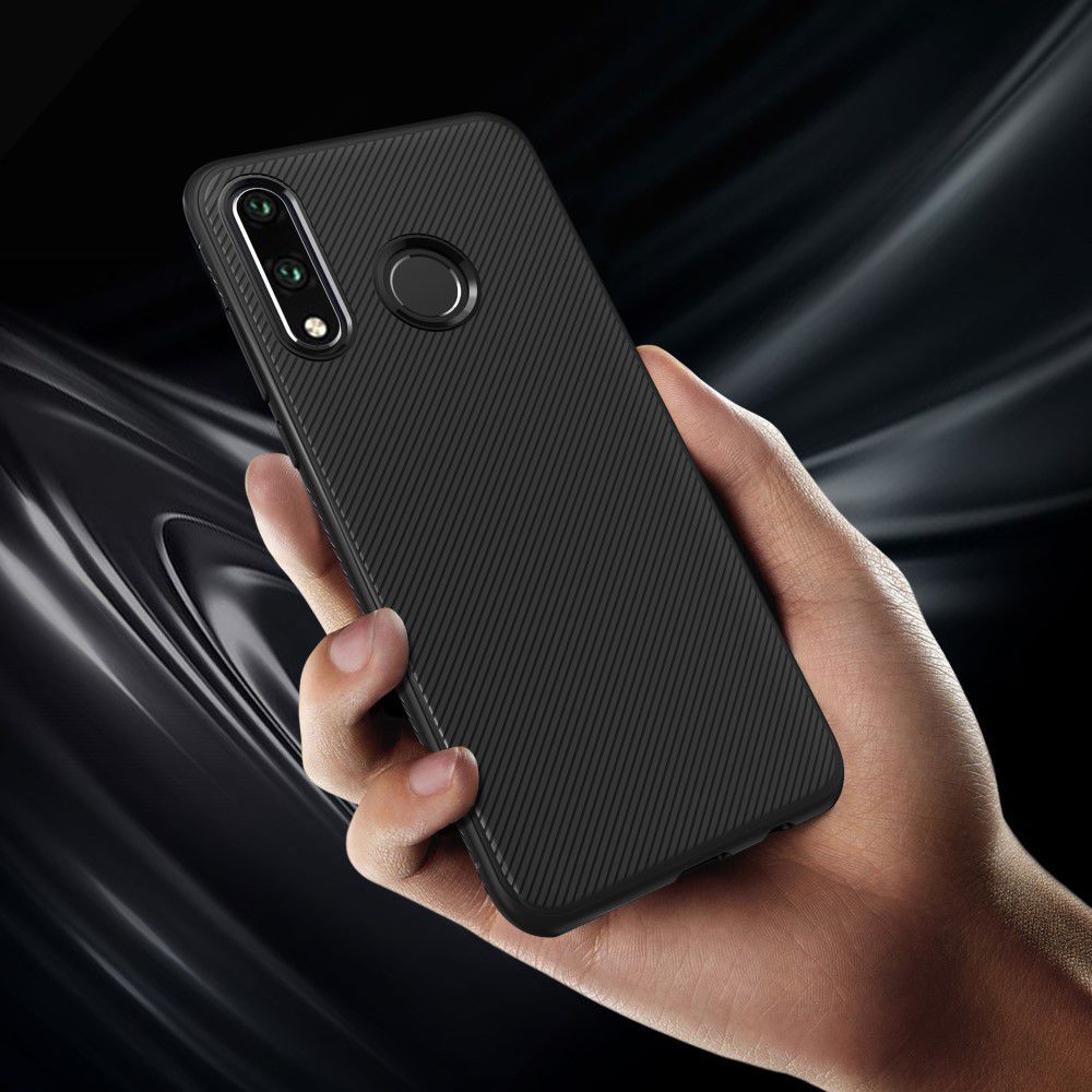 Huawei P30 Lite Twill Slim Texture Back Cover Zwart afbeelding 9