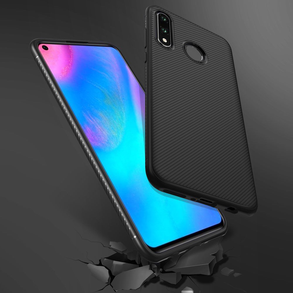 Huawei P30 Lite Twill Slim Texture Back Cover Zwart afbeelding 10