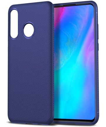 Huawei P30 Lite Twill Slim Texture Back Cover Blauw Hoesjes