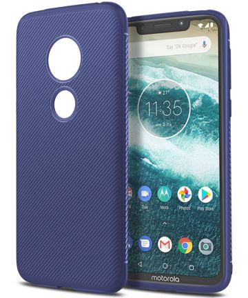 Motorola Moto G7 Play Twill Slim Texture Back Cover Blauw Hoesjes