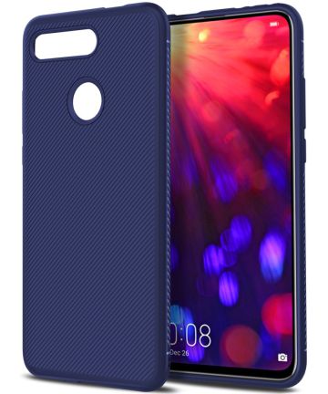 Honor View 20 Twill Slim Texture Back Cover Blauw Hoesjes