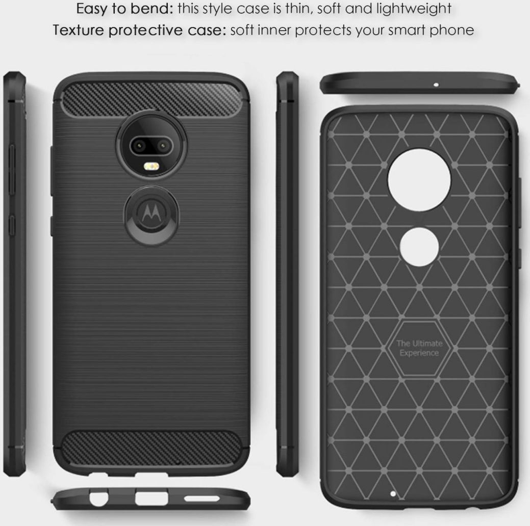 Motorola Moto G7 Plus Geborsteld TPU Hoesje Zwart afbeelding 6