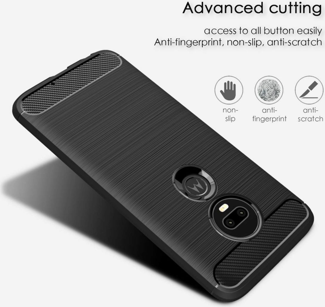Motorola Moto G7 Plus Geborsteld TPU Hoesje Zwart afbeelding 4