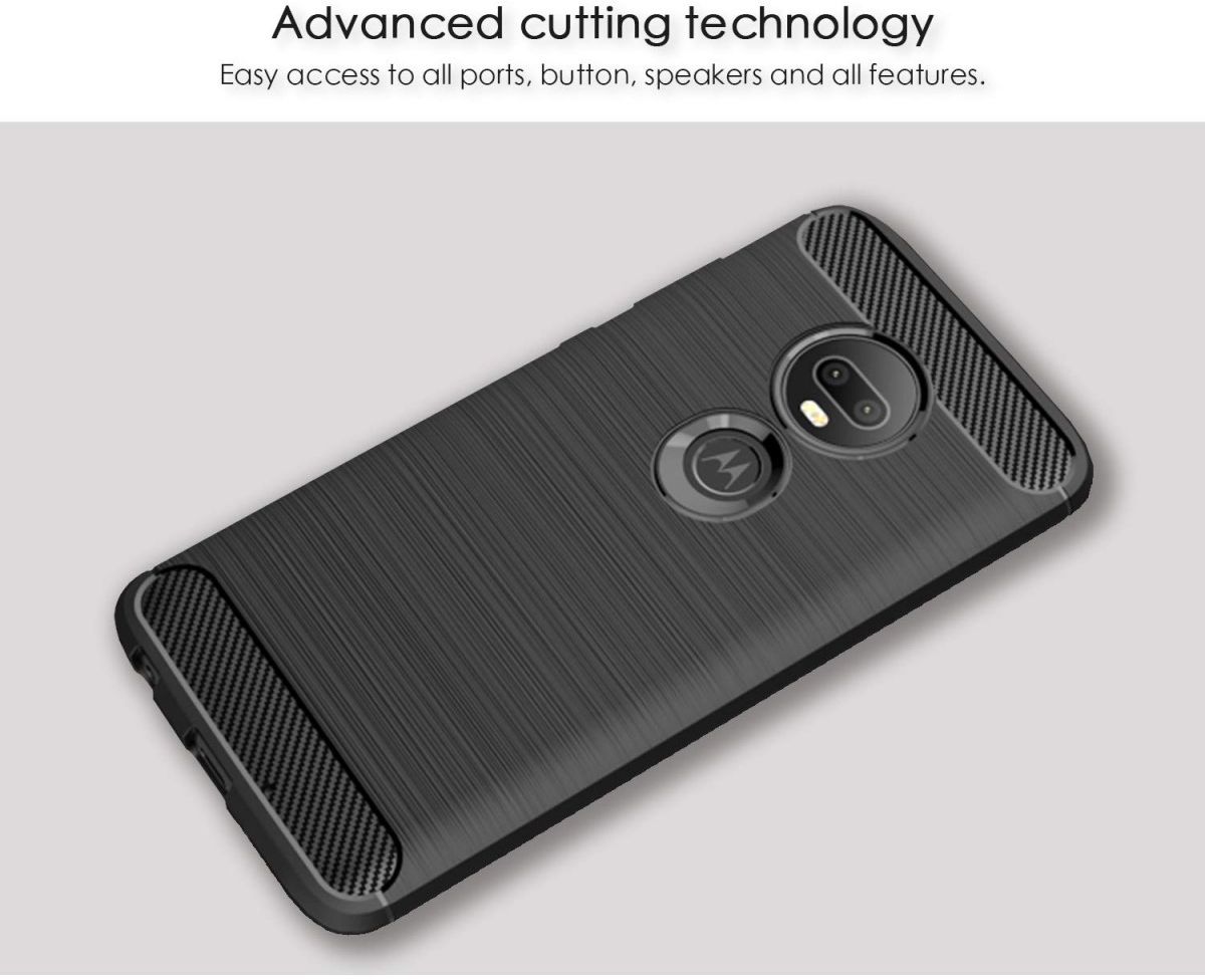 Motorola Moto G7 Plus Geborsteld TPU Hoesje Zwart afbeelding 5