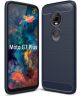 Motorola Moto G7 Plus Geborsteld TPU Hoesje Blauw