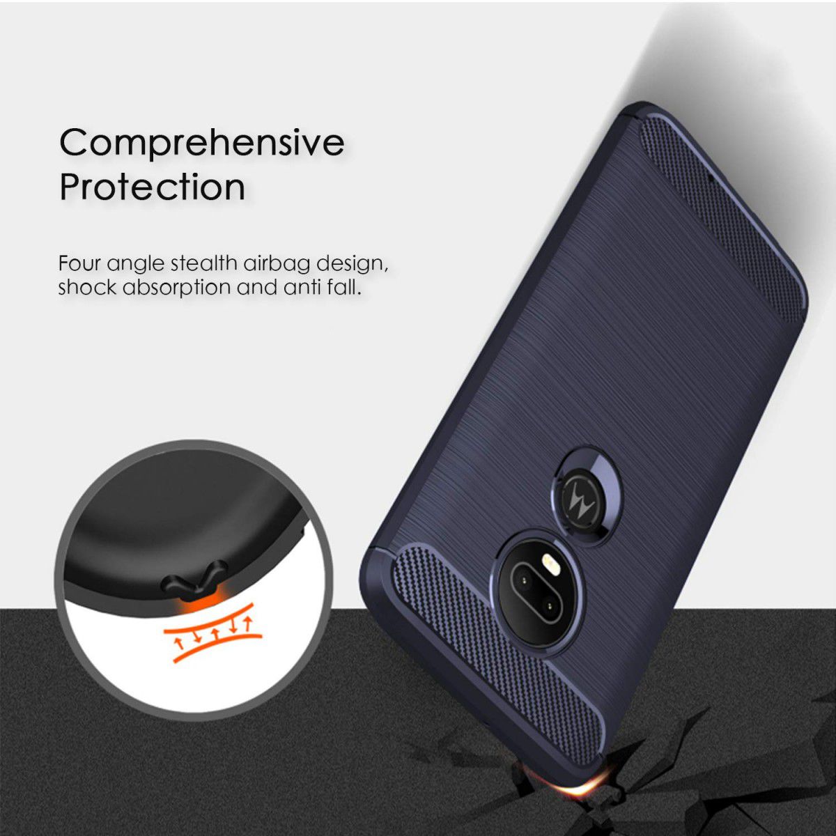 Motorola Moto G7 Plus Geborsteld TPU Hoesje Blauw afbeelding 4