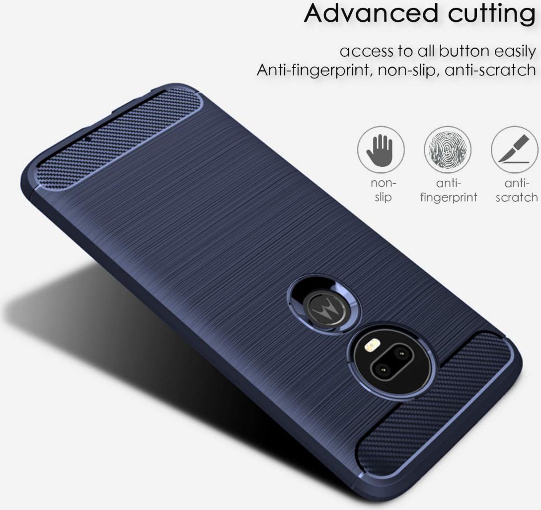 Motorola Moto G7 Plus Geborsteld TPU Hoesje Blauw afbeelding 5