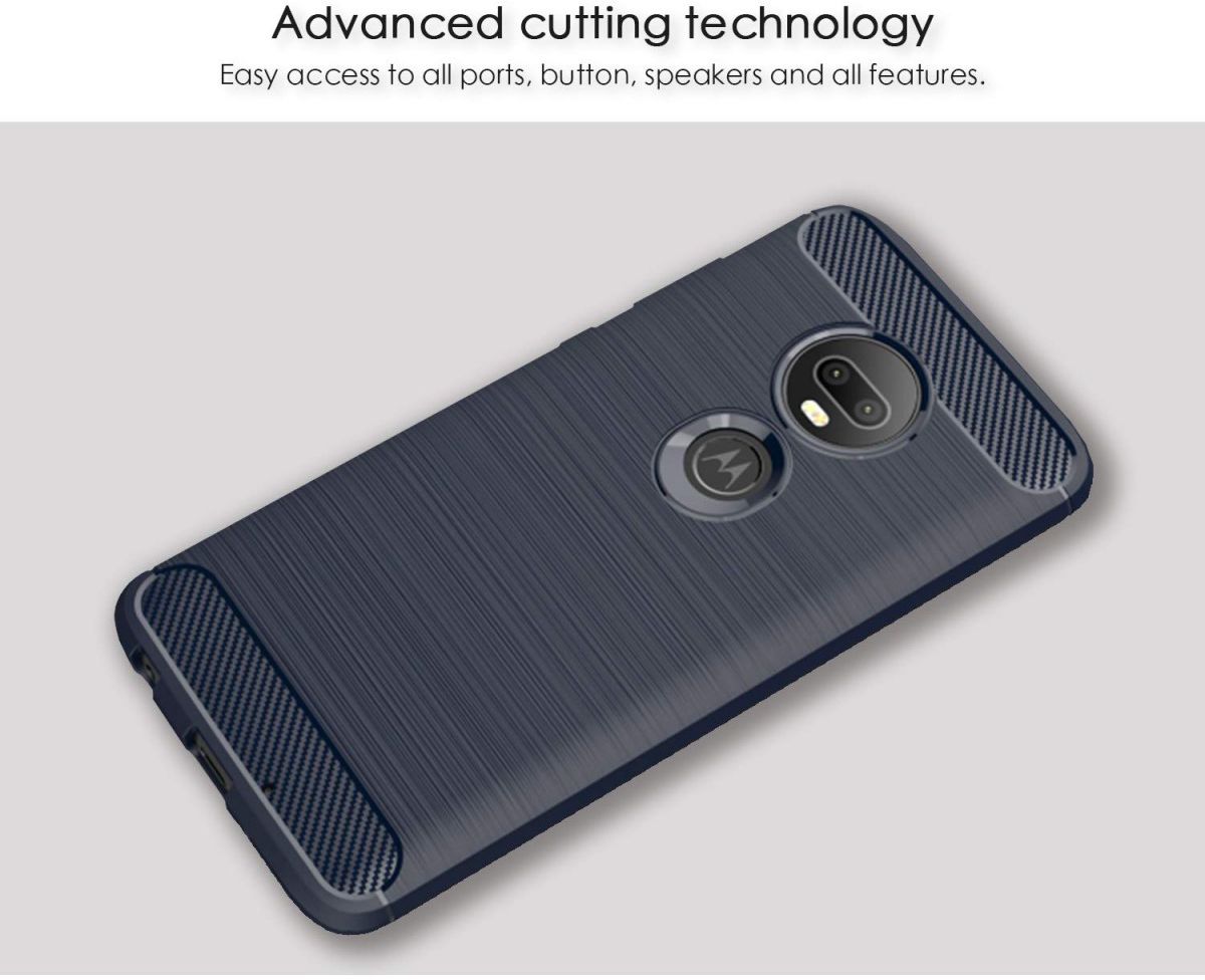 Motorola Moto G7 Plus Geborsteld TPU Hoesje Blauw afbeelding 6