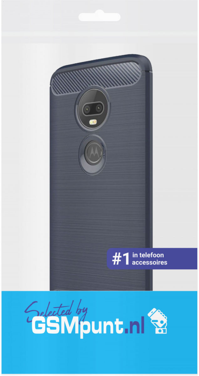 Motorola Moto G7 Plus Geborsteld TPU Hoesje Blauw afbeelding 2