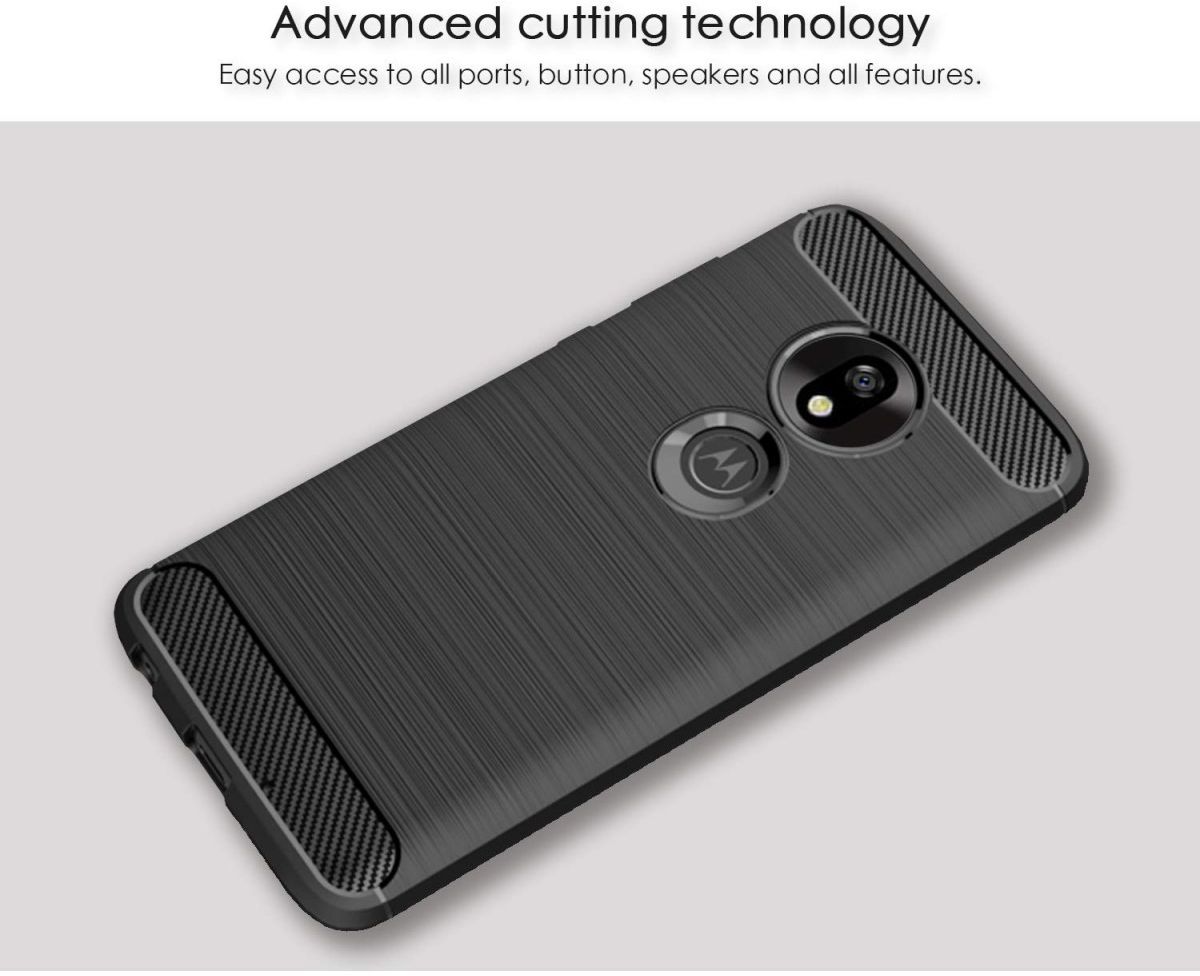 Motorola Moto G7 Power Geborsteld TPU Hoesje Zwart afbeelding 5