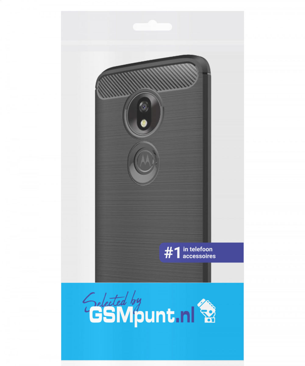 Motorola Moto G7 Power Geborsteld TPU Hoesje Zwart afbeelding 2