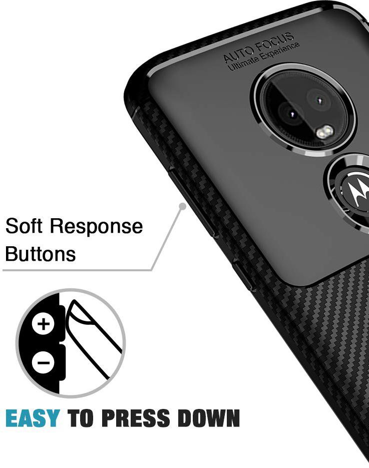 Motorola Moto G7 Plus Siliconen Carbon Hoesje Zwart afbeelding 5