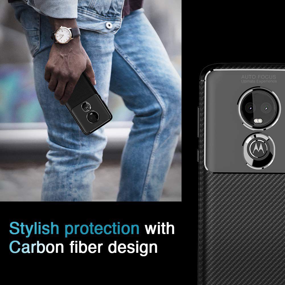 Motorola Moto G7 Plus Siliconen Carbon Hoesje Zwart afbeelding 7