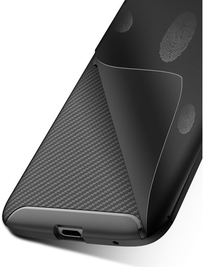 Motorola Moto G7 Play Siliconen Carbon Hoesje Zwart afbeelding 4