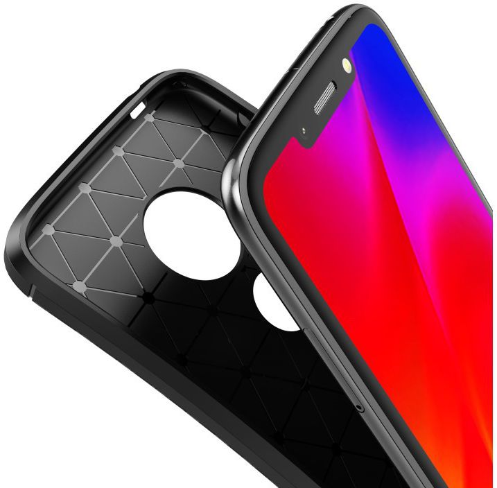 Motorola Moto G7 Play Siliconen Carbon Hoesje Zwart afbeelding 8