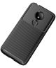 Motorola Moto G7 Power Siliconen Carbon Hoesje Zwart