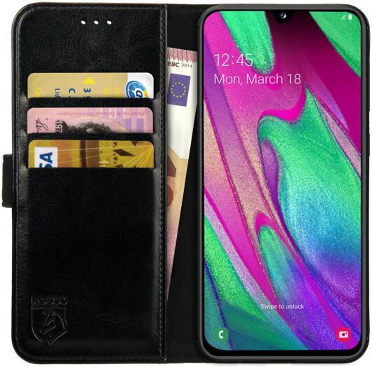 Rosso Element Samsung Galaxy A40 Hoesje Book Cover Zwart afbeelding 1