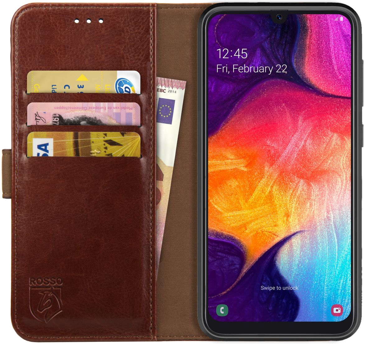 Rosso Element Samsung Galaxy A50 Hoesje Book Cover Bruin afbeelding 1