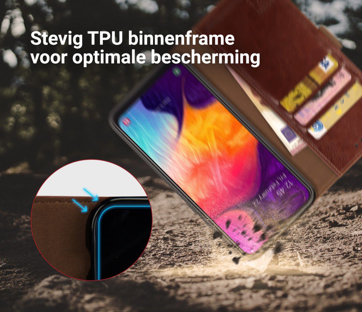 Rosso Element Samsung Galaxy A50 Hoesje Book Cover Bruin afbeelding 6