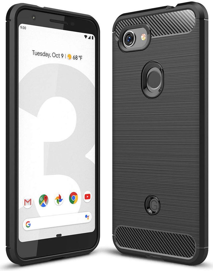 Google Pixel 3A Geborsteld TPU Hoesje Zwart afbeelding 1