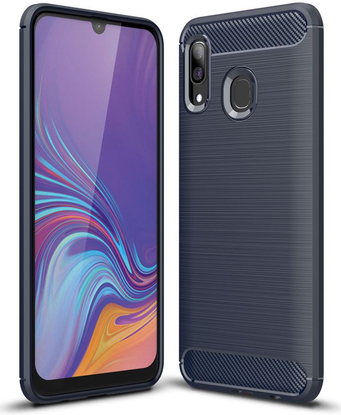 Samsung Galaxy A40 Geborsteld TPU Hoesje Blauw afbeelding 1