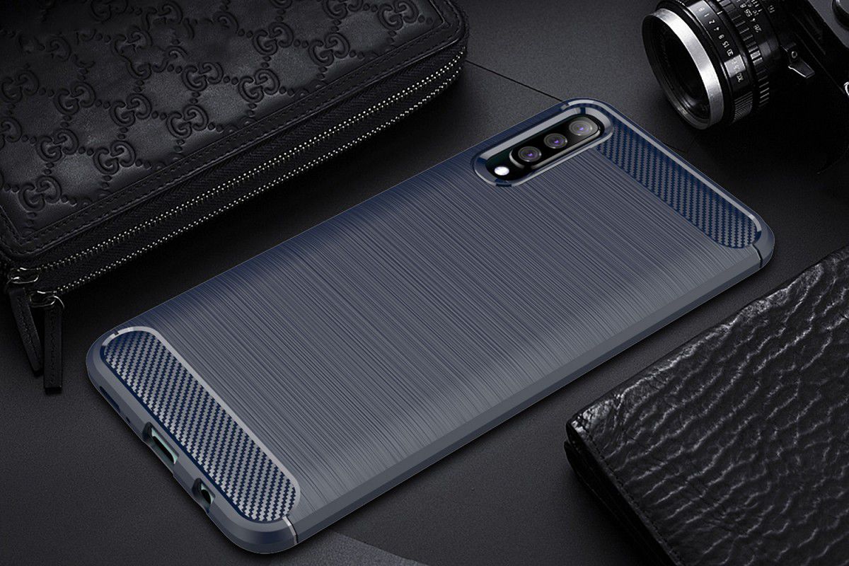 Samsung Galaxy A50 Hoesje Geborsteld TPU Blauw afbeelding 2