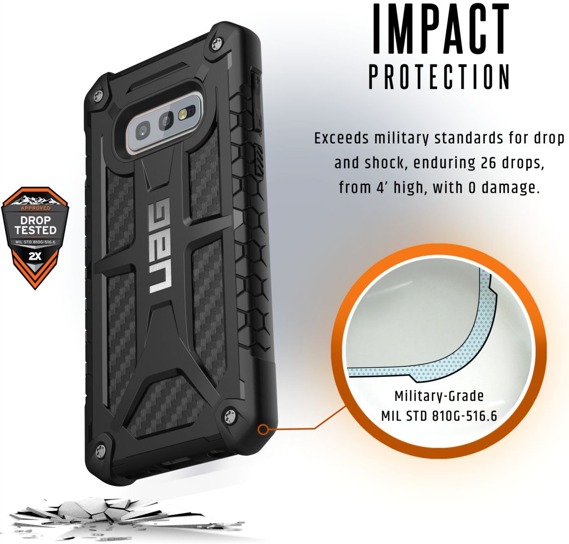 Urban Armor Gear Monarch Hoesje Samsung Galaxy S10E Carbon afbeelding 4