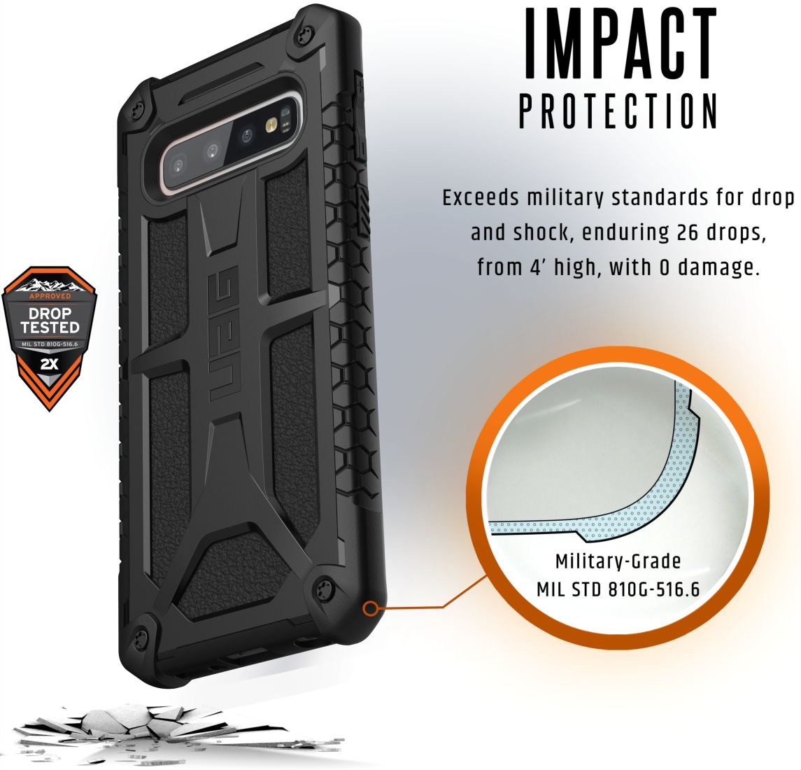 Urban Armor Gear Monarch Hoesje Samsung Galaxy S10 Black afbeelding 4