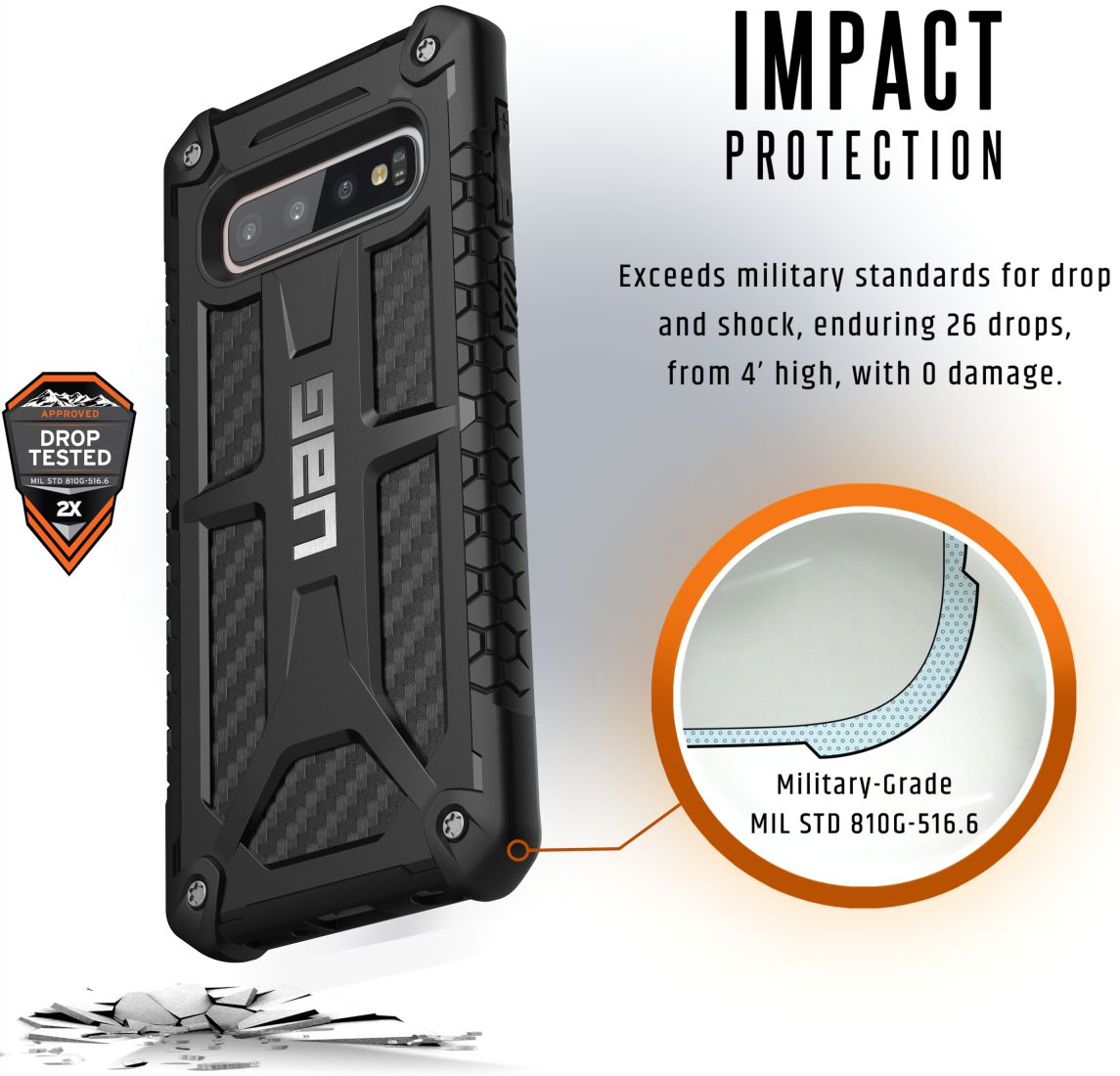 Urban Armor Gear Monarch Hoesje Samsung Galaxy S10 Carbon afbeelding 4