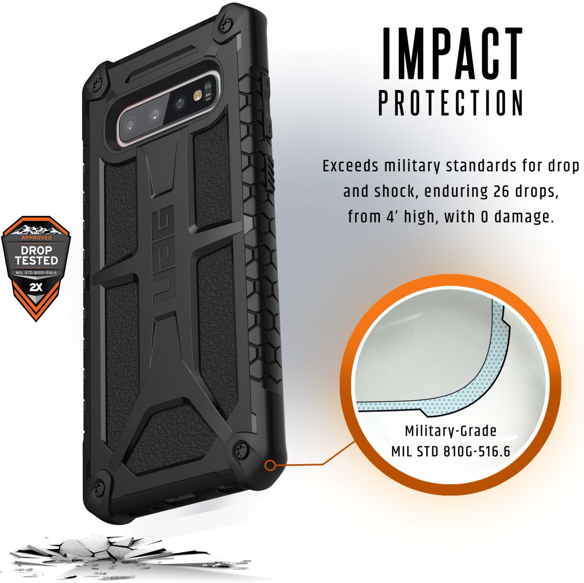 Urban Armor Gear Monarch Hoesje Samsung Galaxy S10 Plus Black afbeelding 4