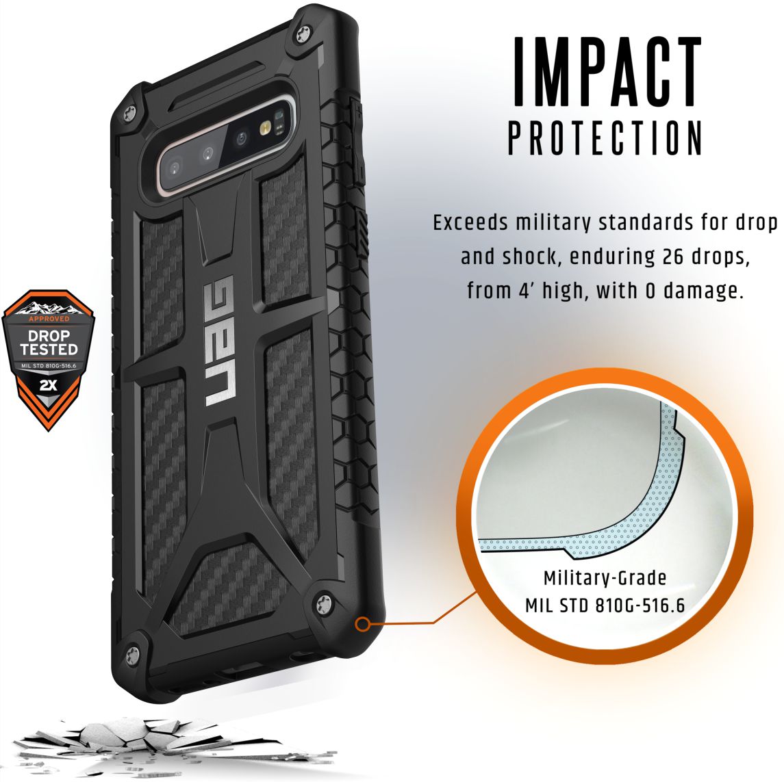 Urban Armor Gear Monarch Hoesje Samsung Galaxy S10 Plus Carbon afbeelding 4