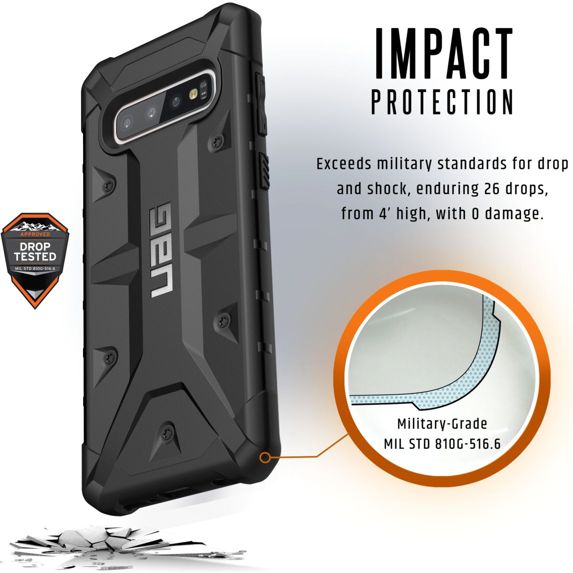Urban Armor Gear Pathfinder Hoesje Samsung Galaxy S10 Plus Black afbeelding 4