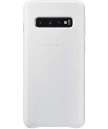 Samsung Galaxy S10 Leather Cover Wit Hoesjes